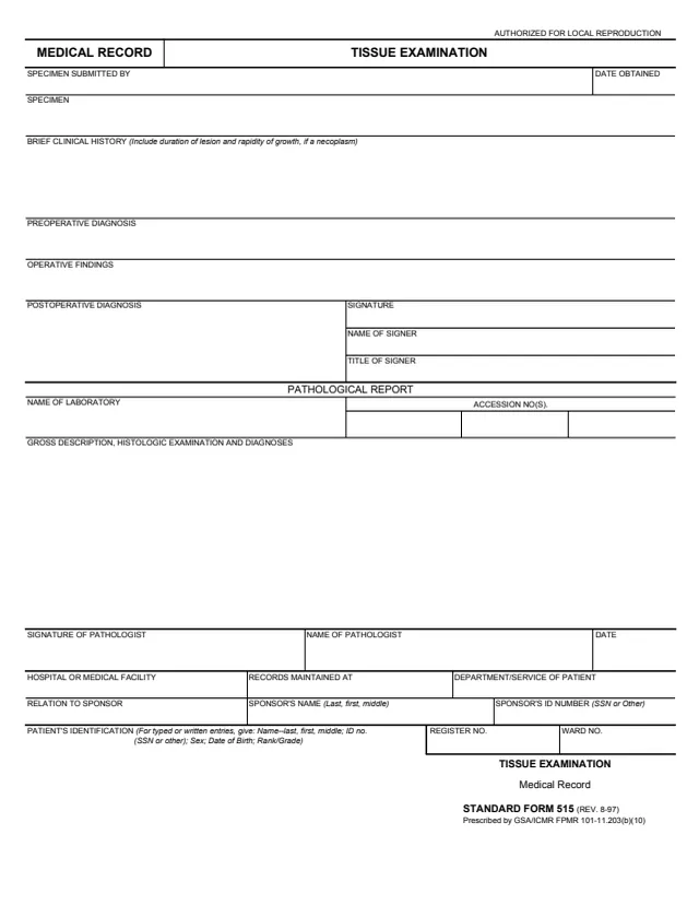 Page 1 of form SF515