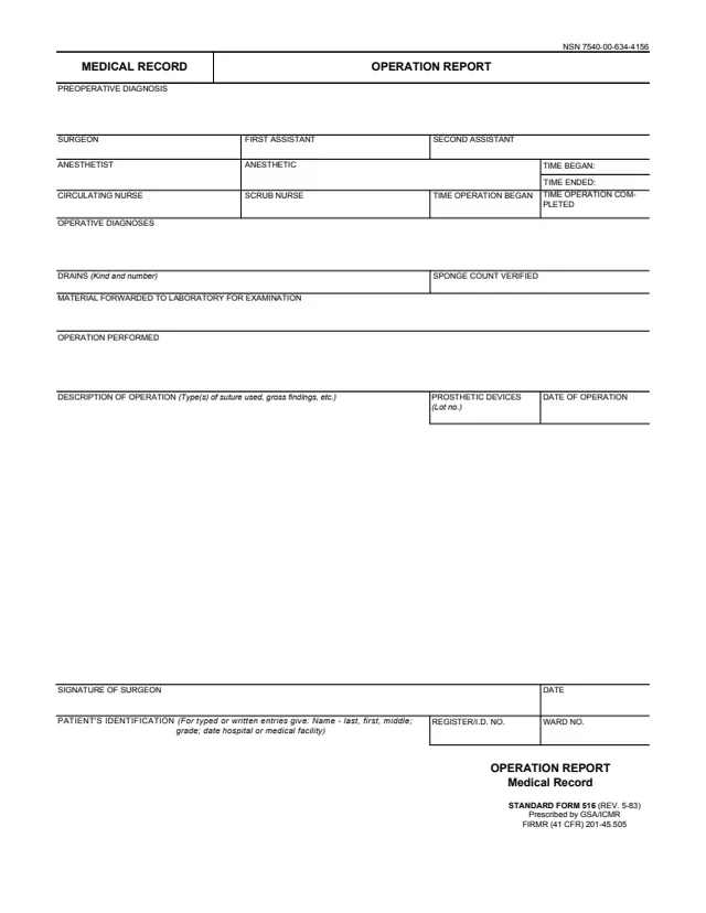 Page 1 of form SF516