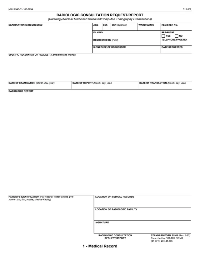 Page 1 of form SF519B