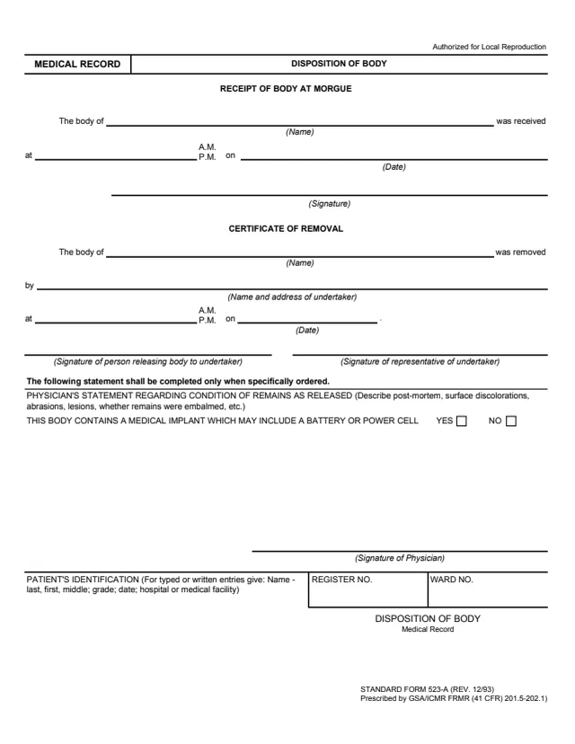 Page 1 of form SF523A