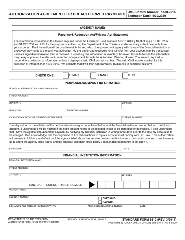 Page 1 of form SF5510