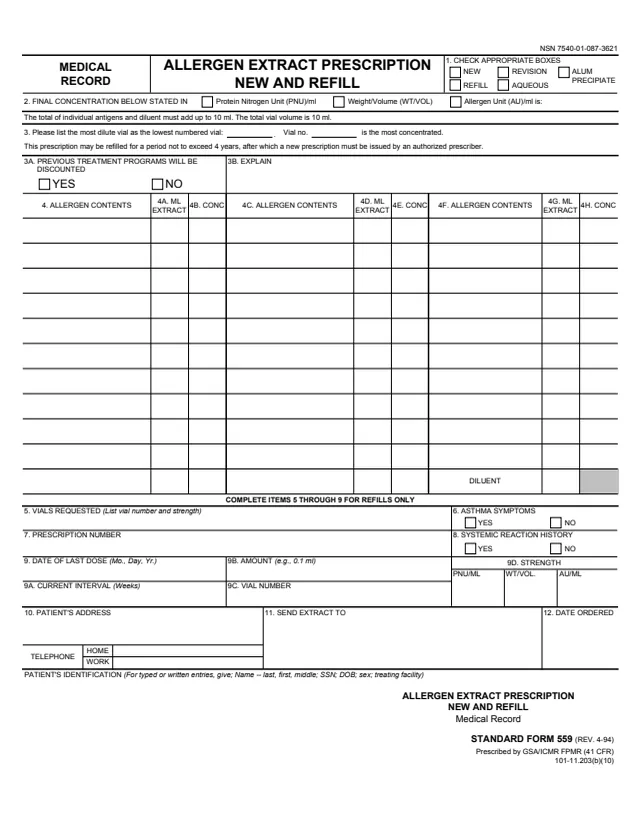 Page 1 of form SF559