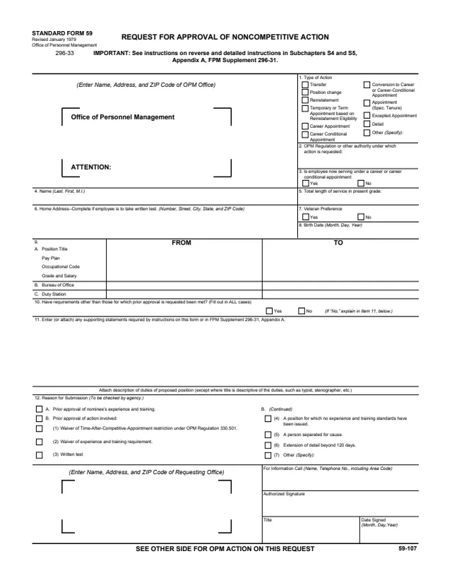 Page 1 of form SF59