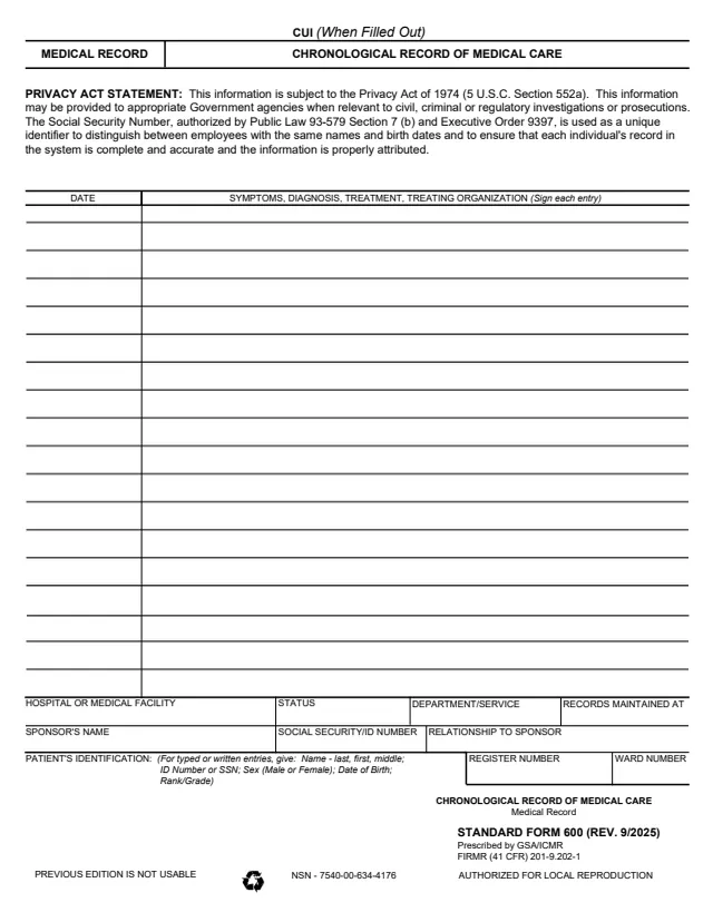 Page 1 of form SF600