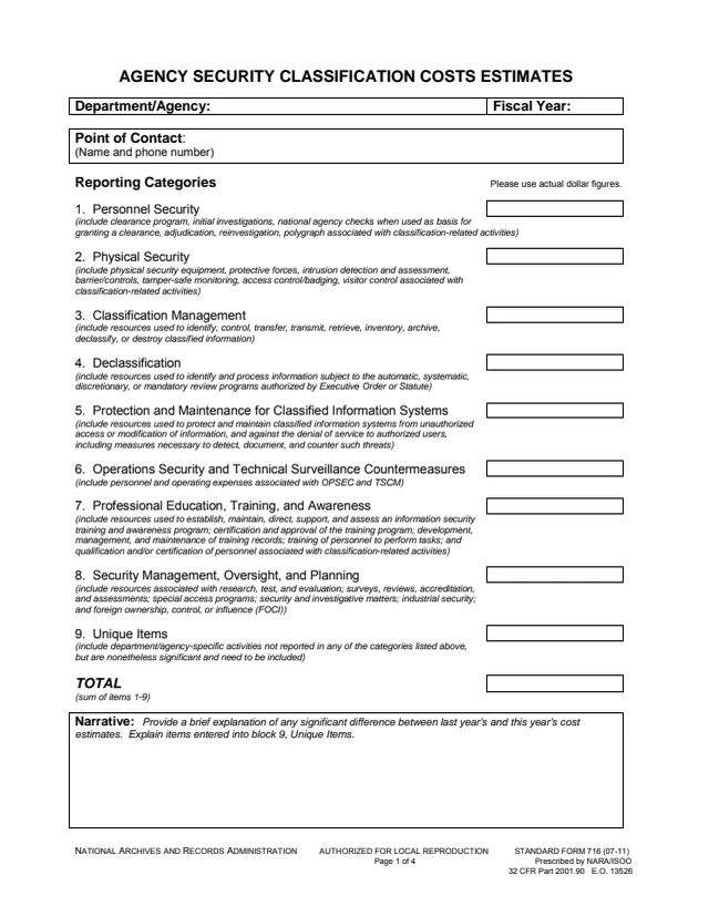 Page 1 of form SF716