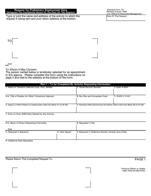 Page 1 of form SF75
