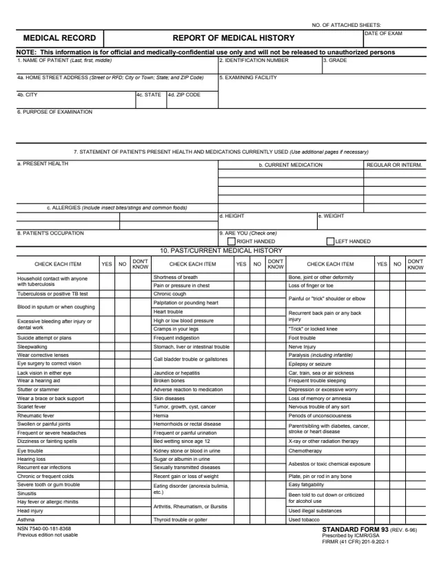 Page 1 of form SF93