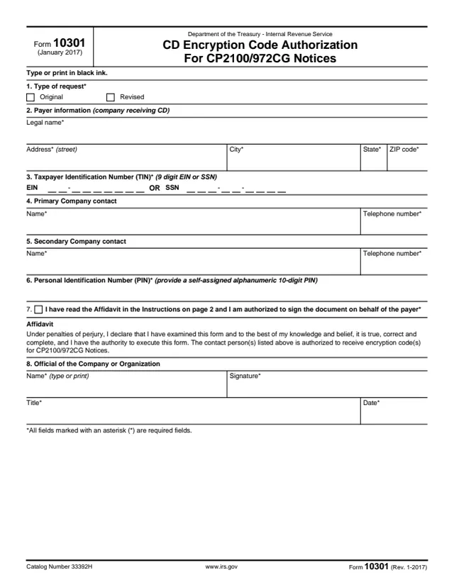 Page 1 of form 10301