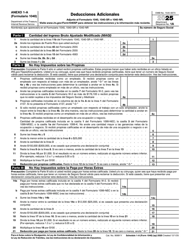 Page 1 of form 1040