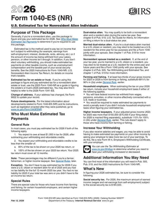Page 1 of form 1040-ES