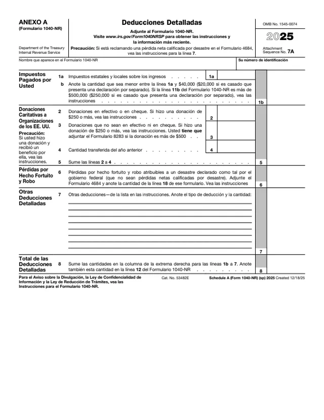Page 1 of form 1040-NR