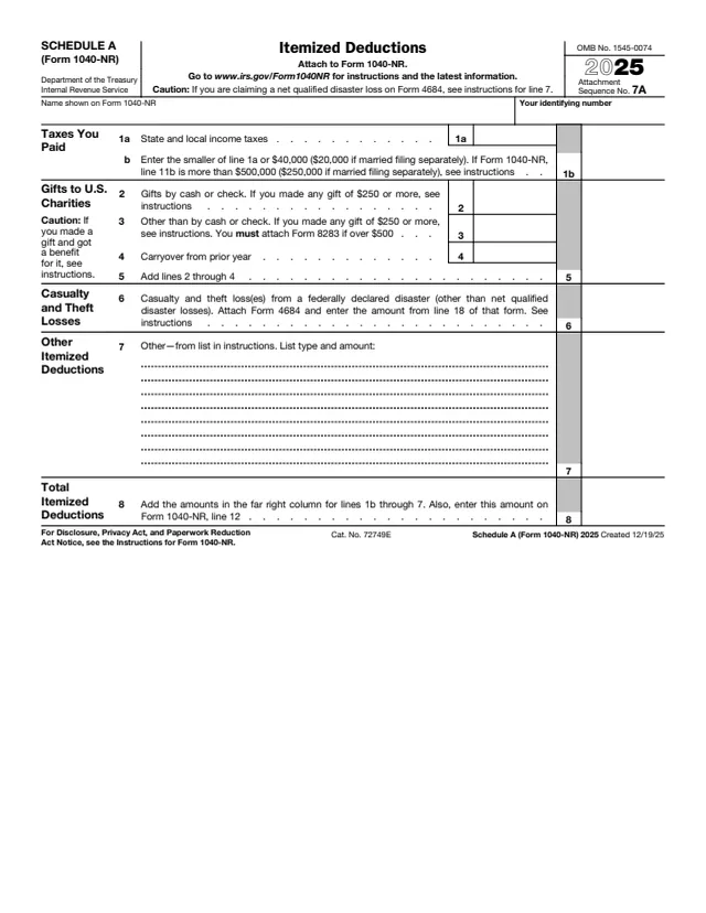 Page 1 of form 1040-NR