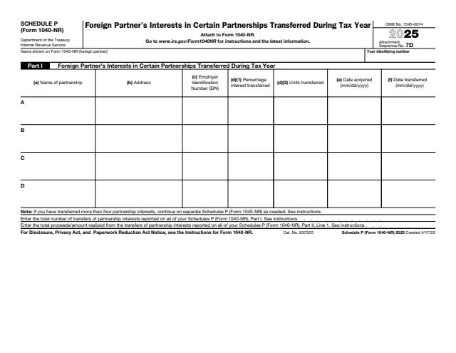 Page 1 of form 1040-NR