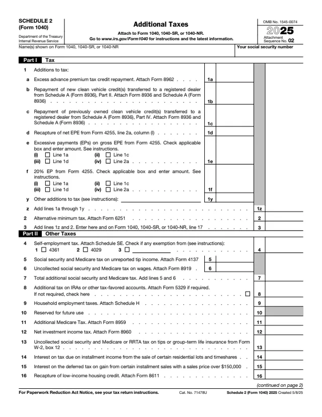 Page 1 of form 1040