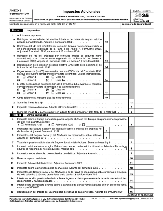 Page 1 of form 1040