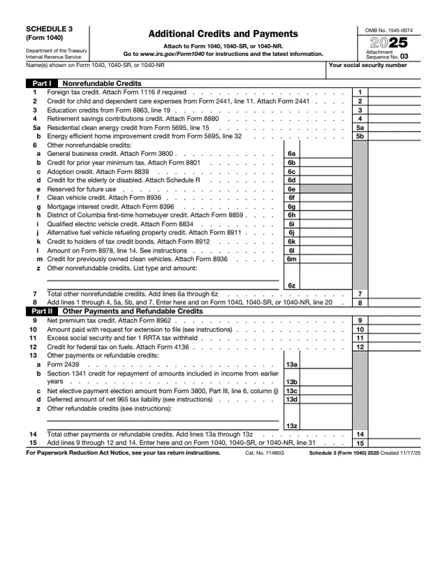 Page 1 of form 1040