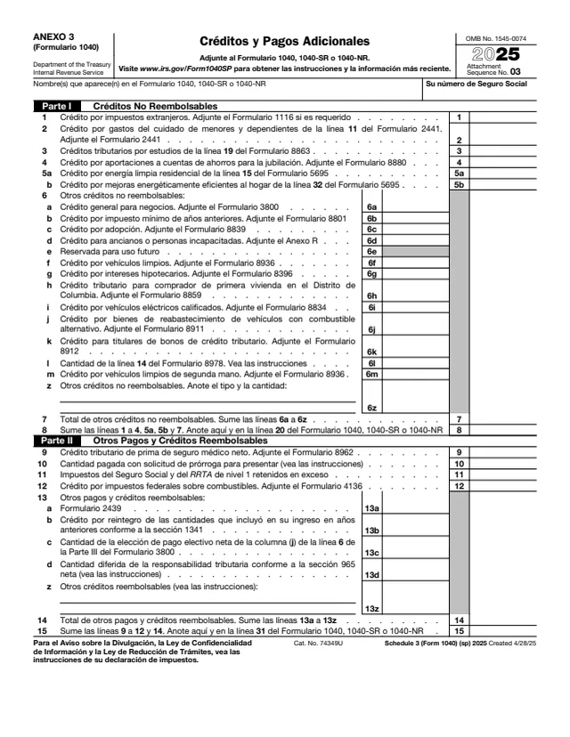 Page 1 of form 1040
