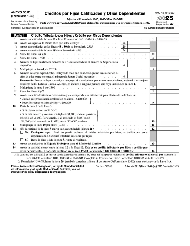 Page 1 of form 1040