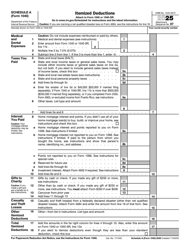 Page 1 of form 1040