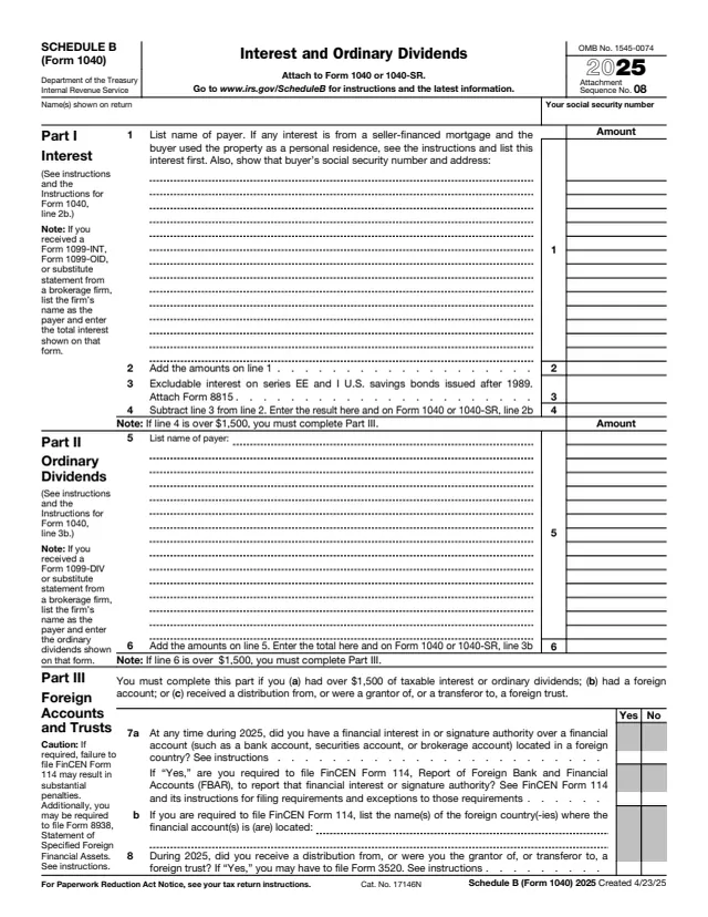 Page 1 of form 1040