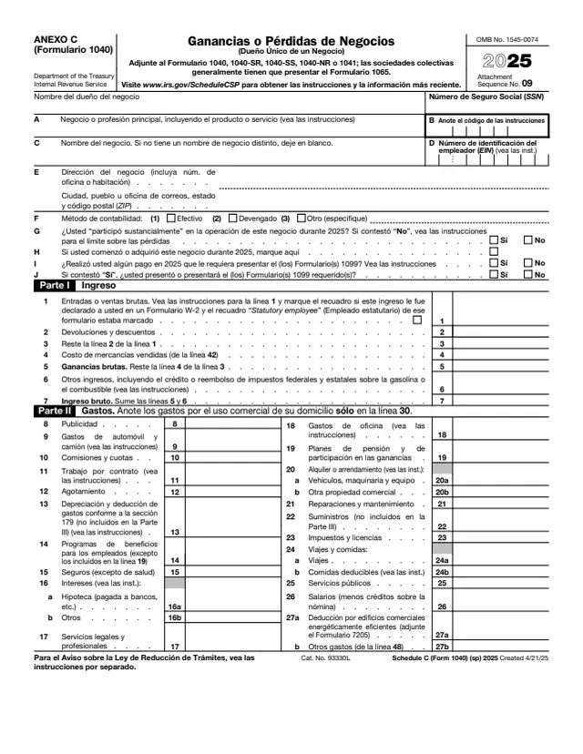 Page 1 of form 1040
