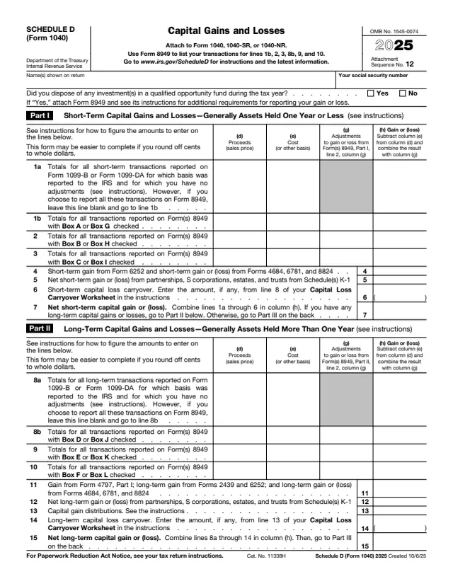 Page 1 of form 1040