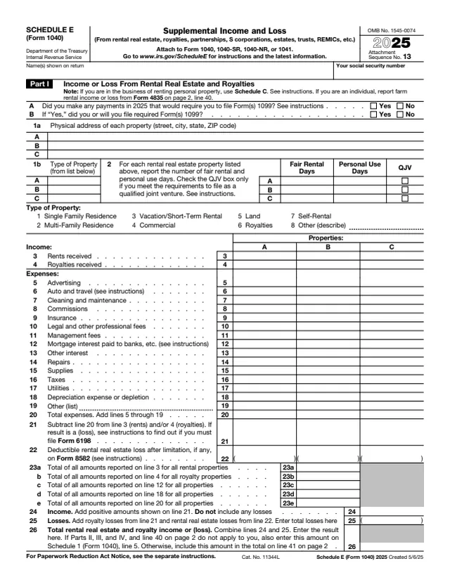 Page 1 of form 1040