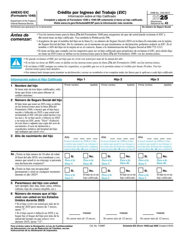 Page 1 of form 1040