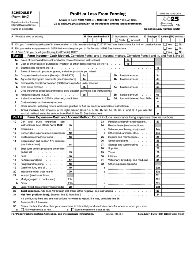 Page 1 of form 1040