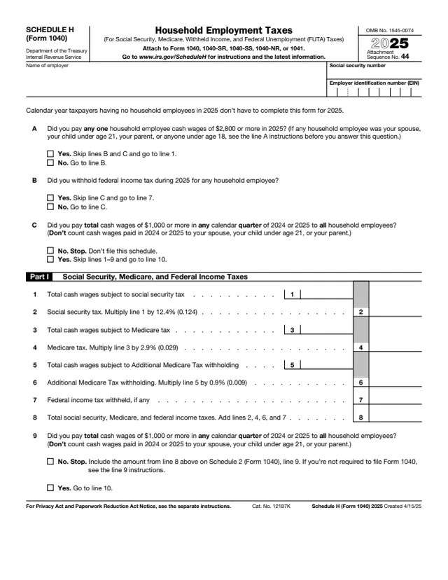 Page 1 of form 1040