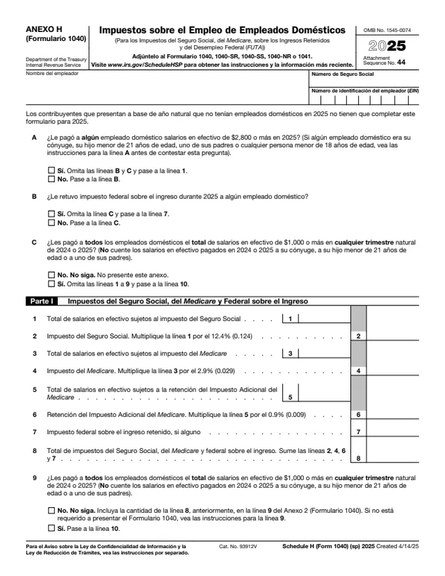 Page 1 of form 1040