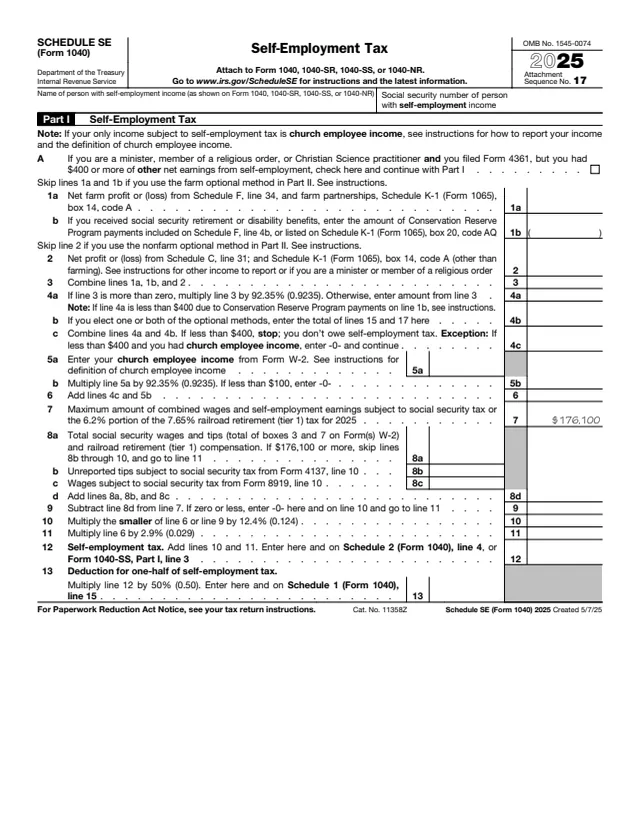 Page 1 of form 1040