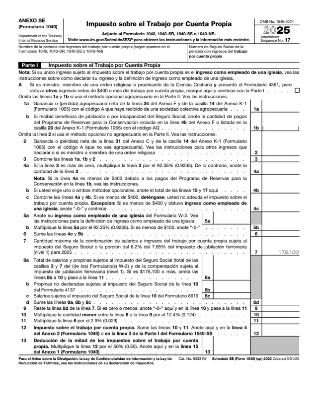 Page 1 of form 1040
