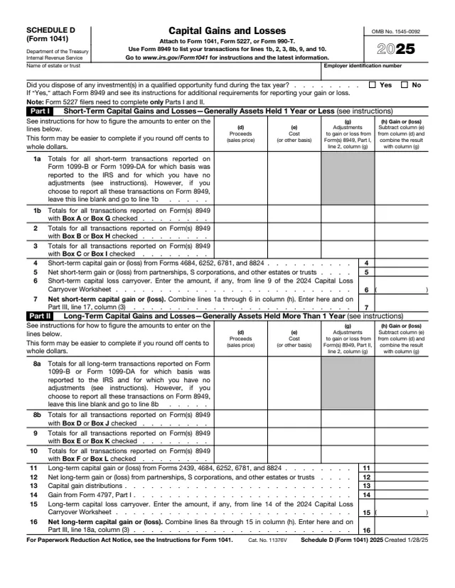 Page 1 of form 1041