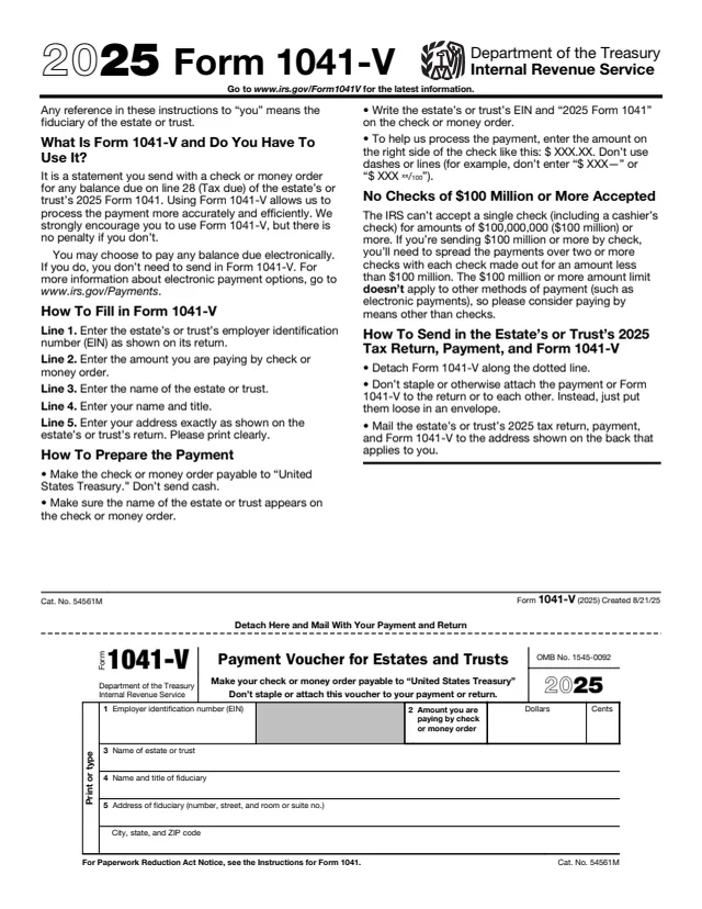 Page 1 of form 1041-V