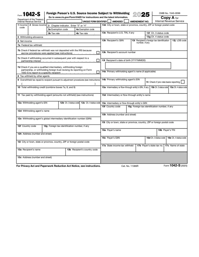 Page 1 of form 1042-S