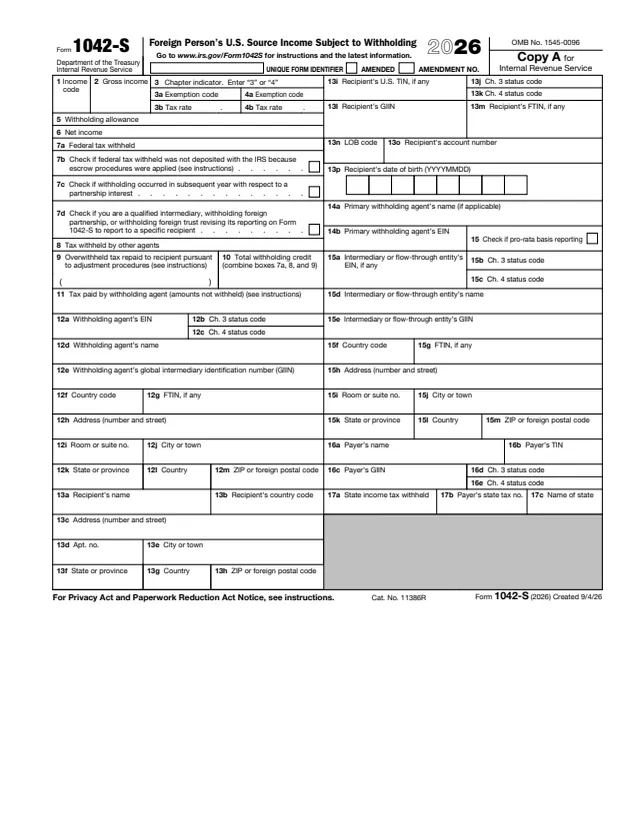 Page 1 of form 1042-S