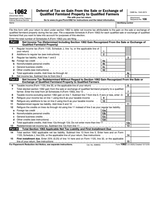 Page 1 of form 1062