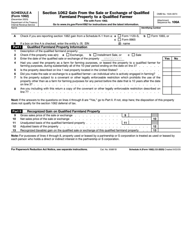 Page 1 of form 1062 Sch. A