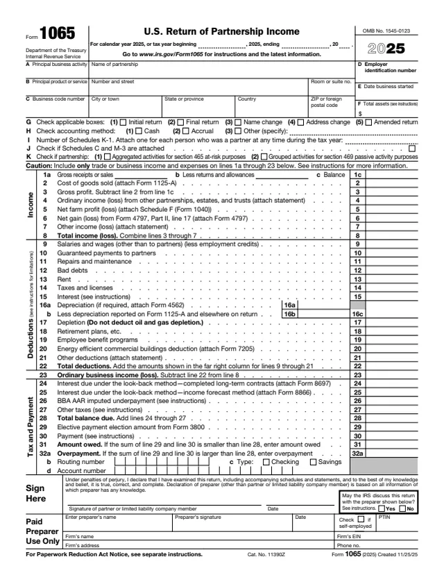 Page 1 of form 1065