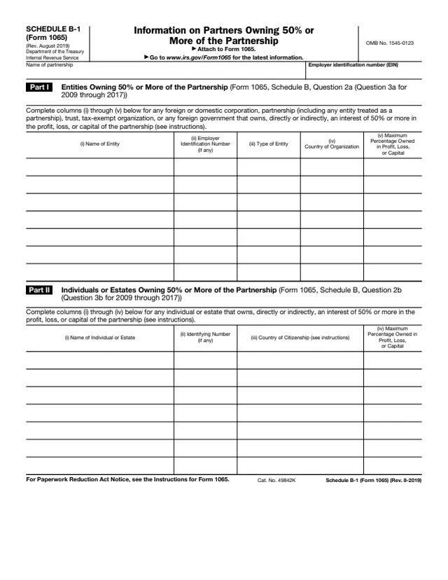 Page 1 of form 1065 Sch. B-1