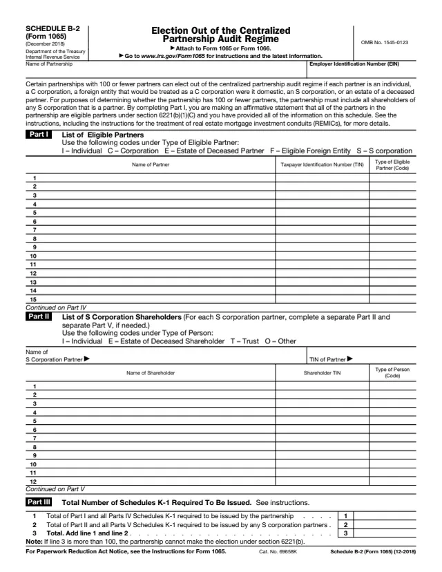 Page 1 of form 1065 Sch. B-2
