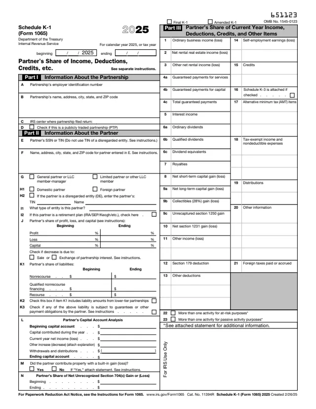 Page 1 of form 1065