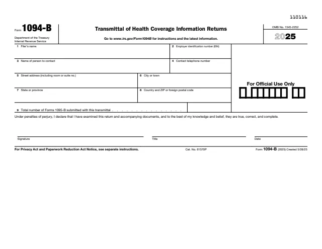 Page 1 of form 1094-B
