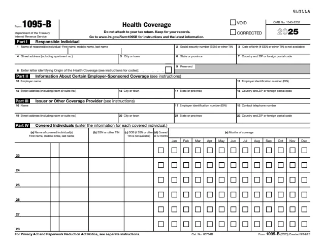 Page 1 of form 1095-B