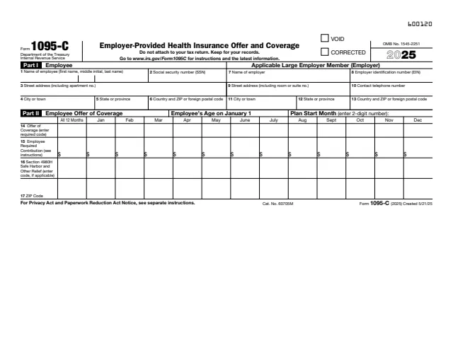 Page 1 of form 1095-C