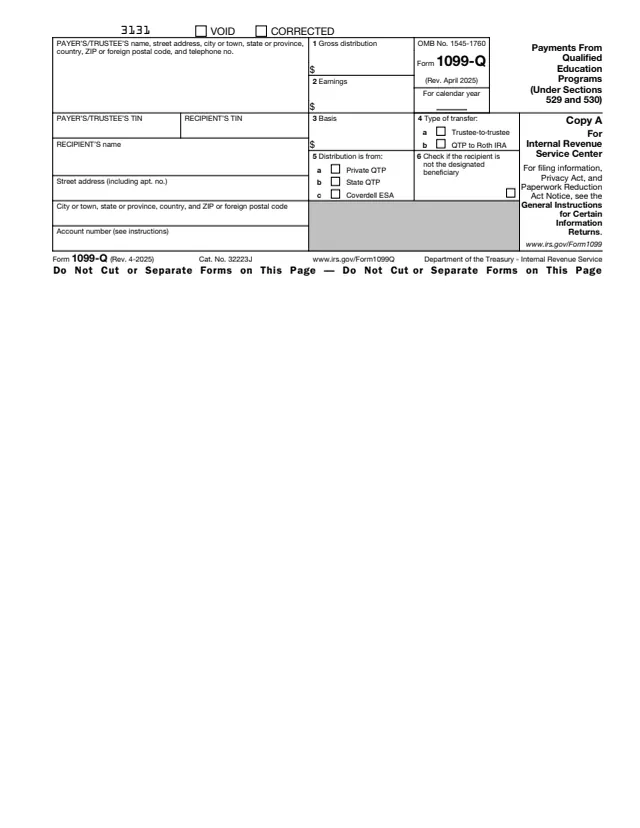 Page 1 of form 1099-Q