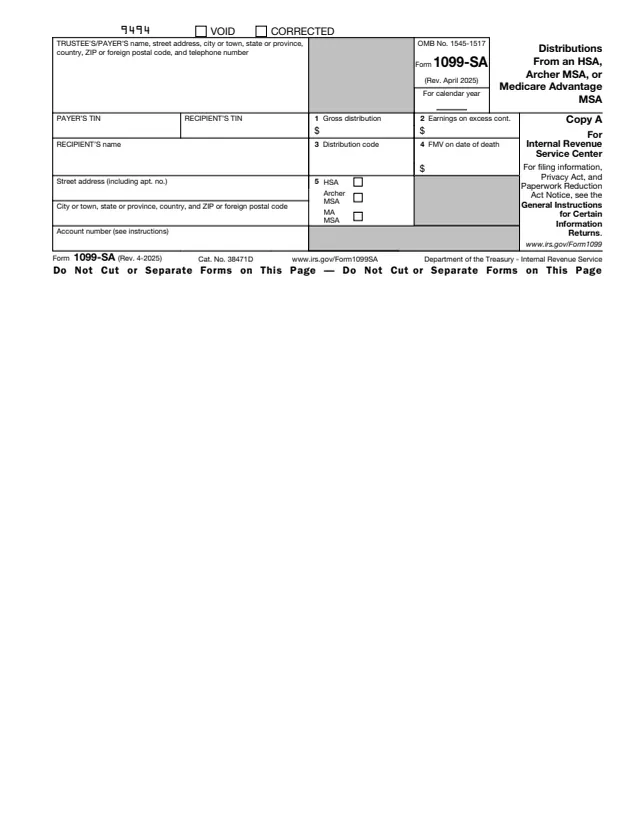 Page 1 of form 1099-SA