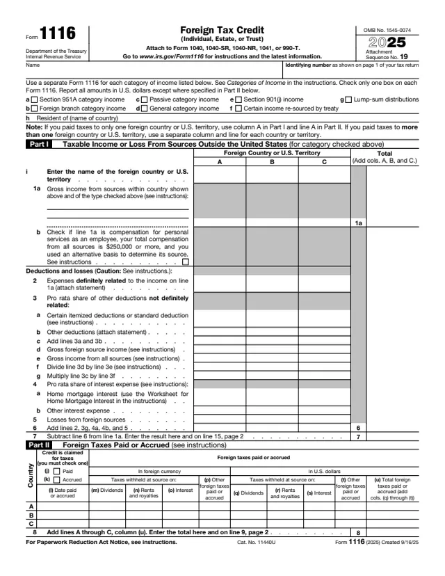 Page 1 of form 1116