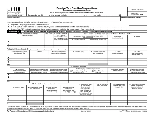 Page 1 of form 1118